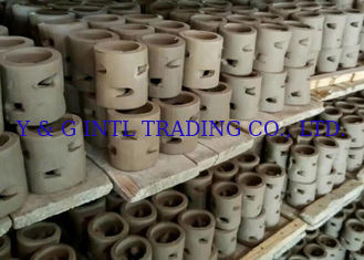 Heat Endurance Ceramic Random Packing , Ceramic Pall ring For High Pressure Towers